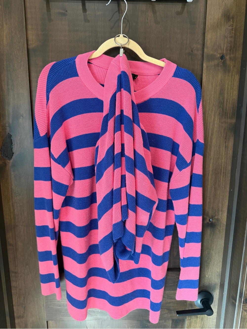Women's Pink & Blue Striped Knit Sweater & Shorts Set